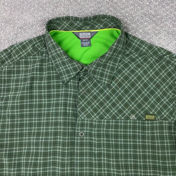 Outdoor Research Astroman Sun Shirt Men's XL Green Plaid Long Sleeve Hiking - Picture 2 of 13